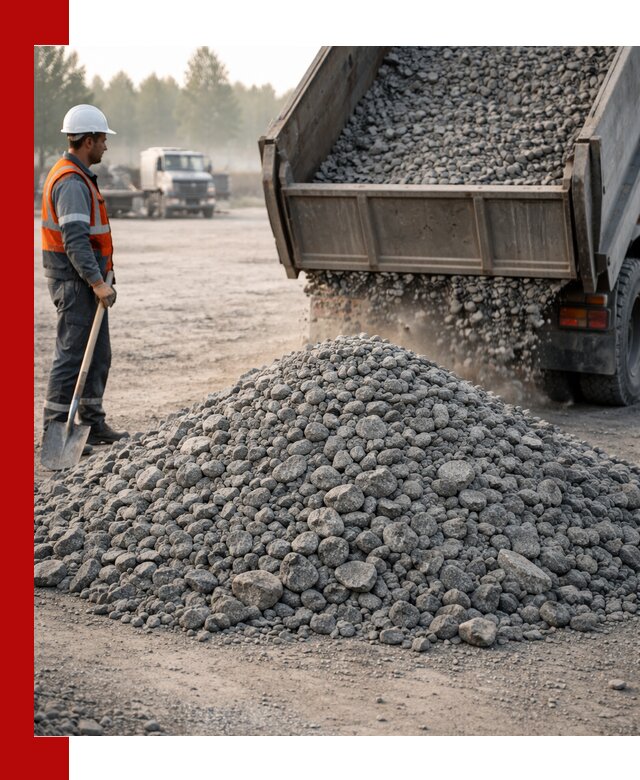 Гранитный щебень фракции 100–201 для строительства в Костомукше