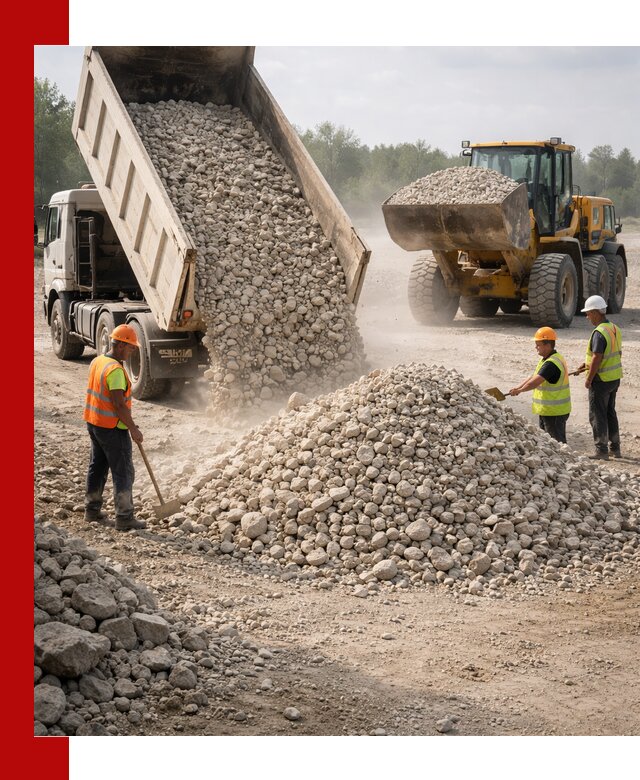 Доставка известнякового щебня фр. 40-70 в Костомукше