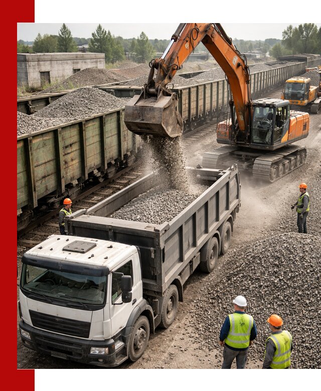 Железнодорожный щебень фракция 25–60 для поставок в Костомукше