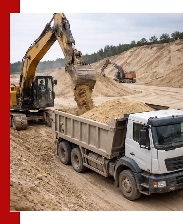 Доставка карьерного песка с самосвалами и разгрузкой в Костомукше