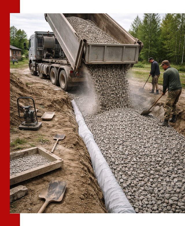 Гравий для дренажа с доставкой в Костомукше качественный и недорогой