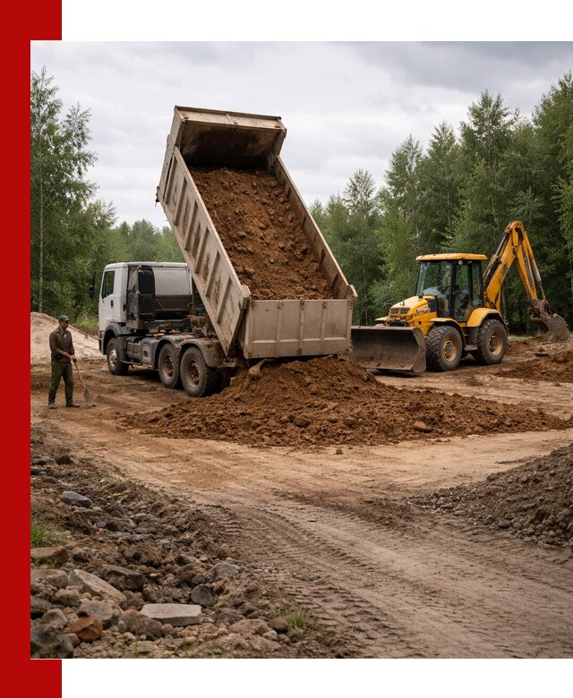 Доставка суглинка самосвалами в Костомукше подсыпка и планировка