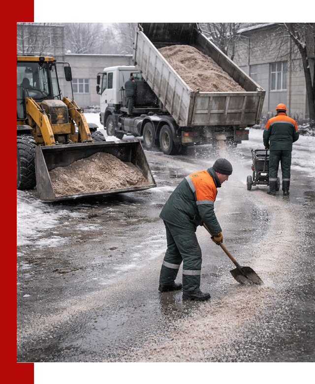Реагент против гололеда с доставкой и нанесением в Костомукше