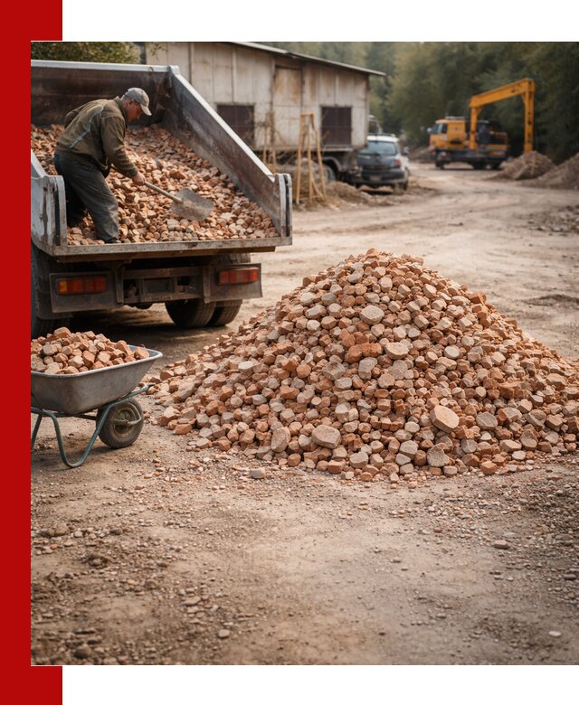 Доставка и подушка из боя кирпича с разгрузкой в Костомукше