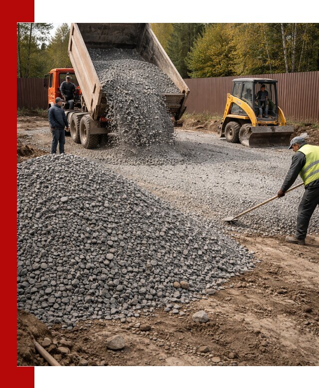 Отсыпка участка щебнем с доставкой и уплотнением в Костомукше